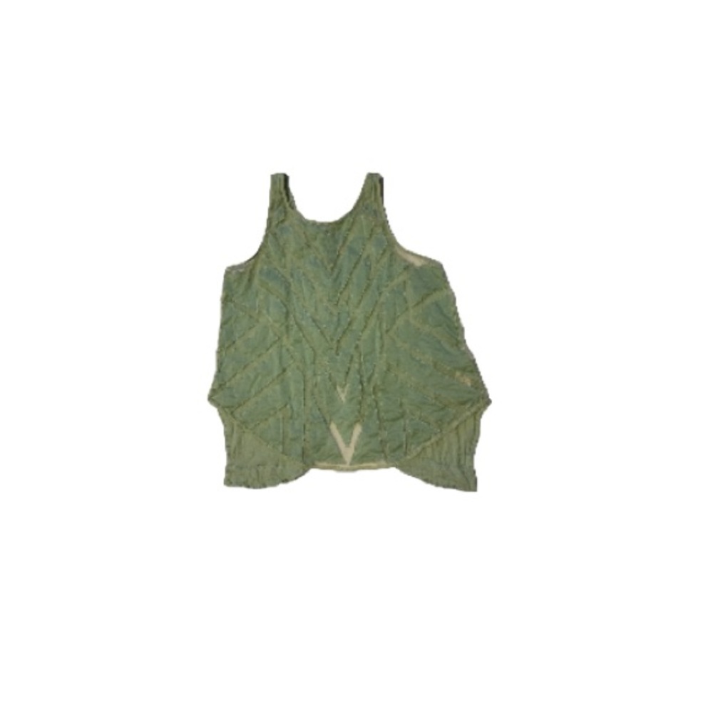 Free People Boho Green Mesh Cut Out Tank Top - Women’s Size Medium